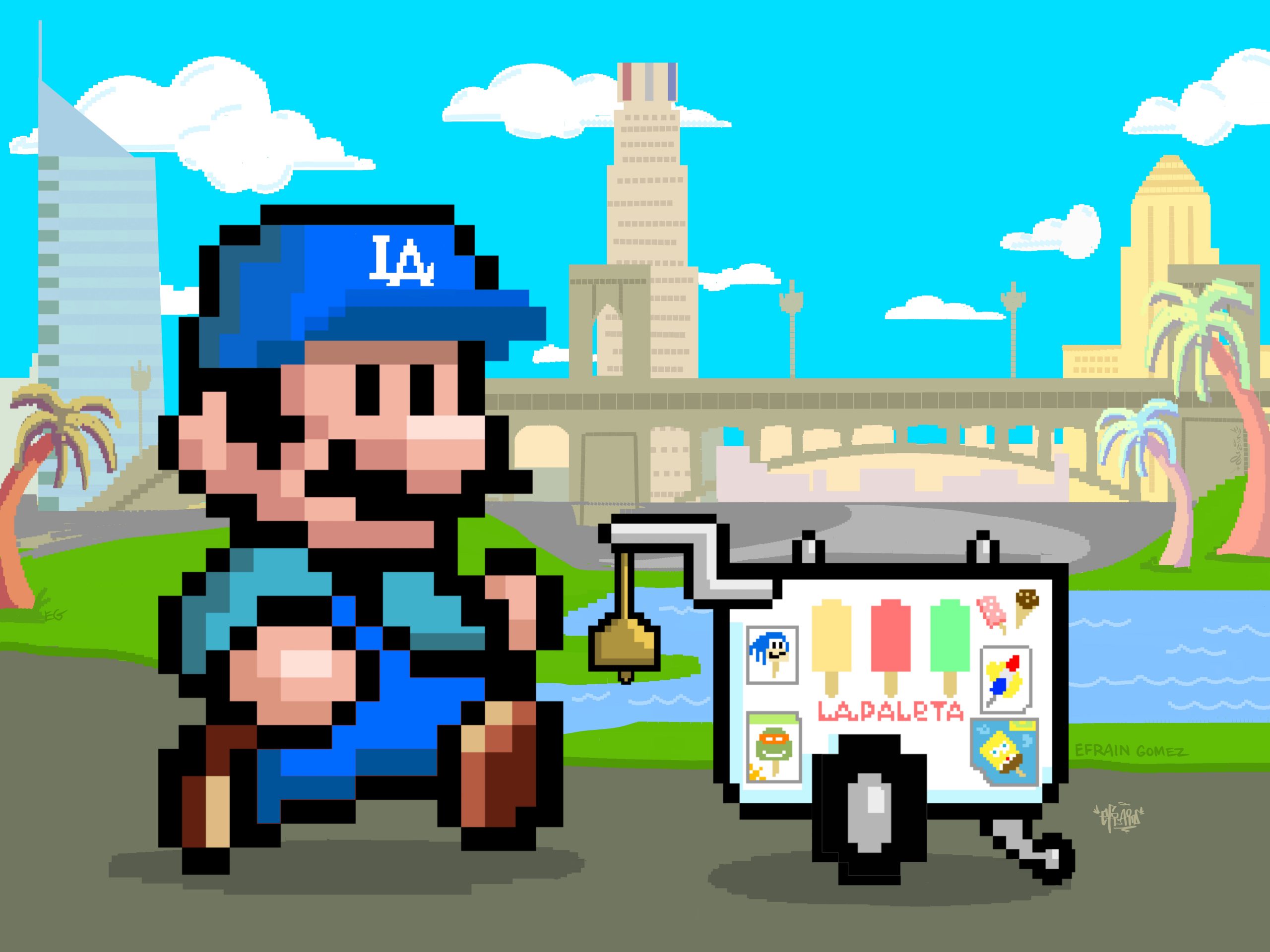 8-bit style Super Paletero Mario - LA Blue